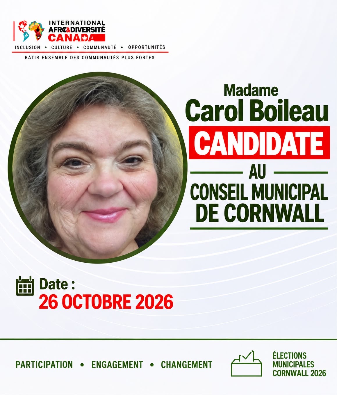 Carol Boileau — Candidate au Conseil municipal de Cornwall